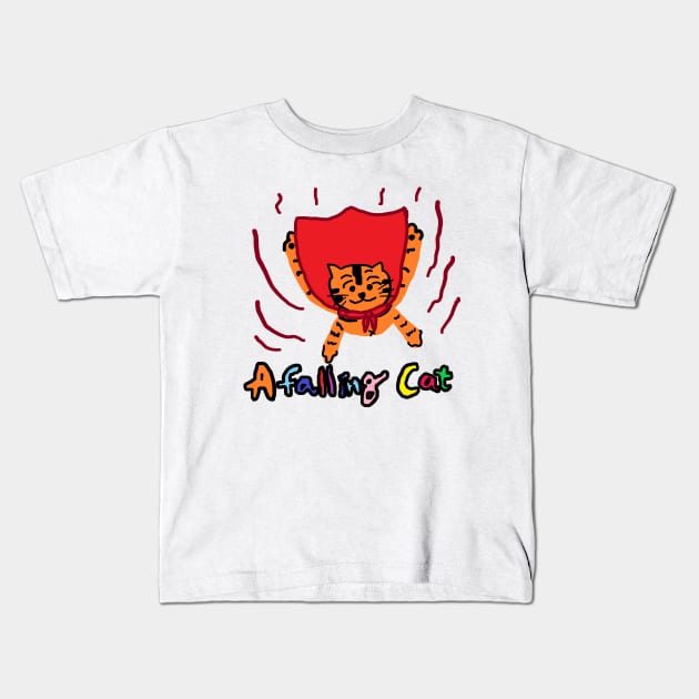 a falling cat Kids T-Shirt by zzzozzo